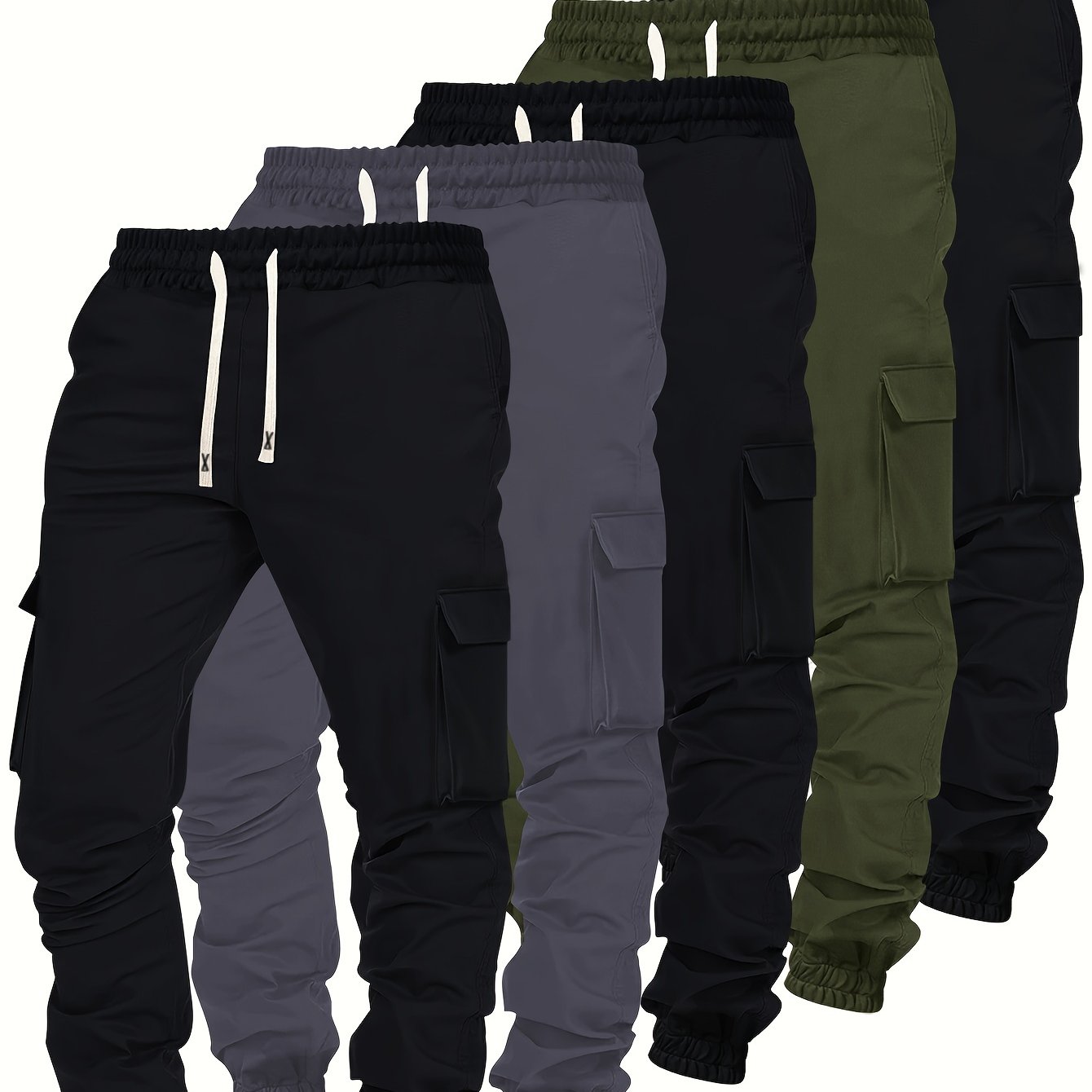 Lot de 5 Pantalons Cargo Homme – Multi-poches, Confort et Style Décontracté