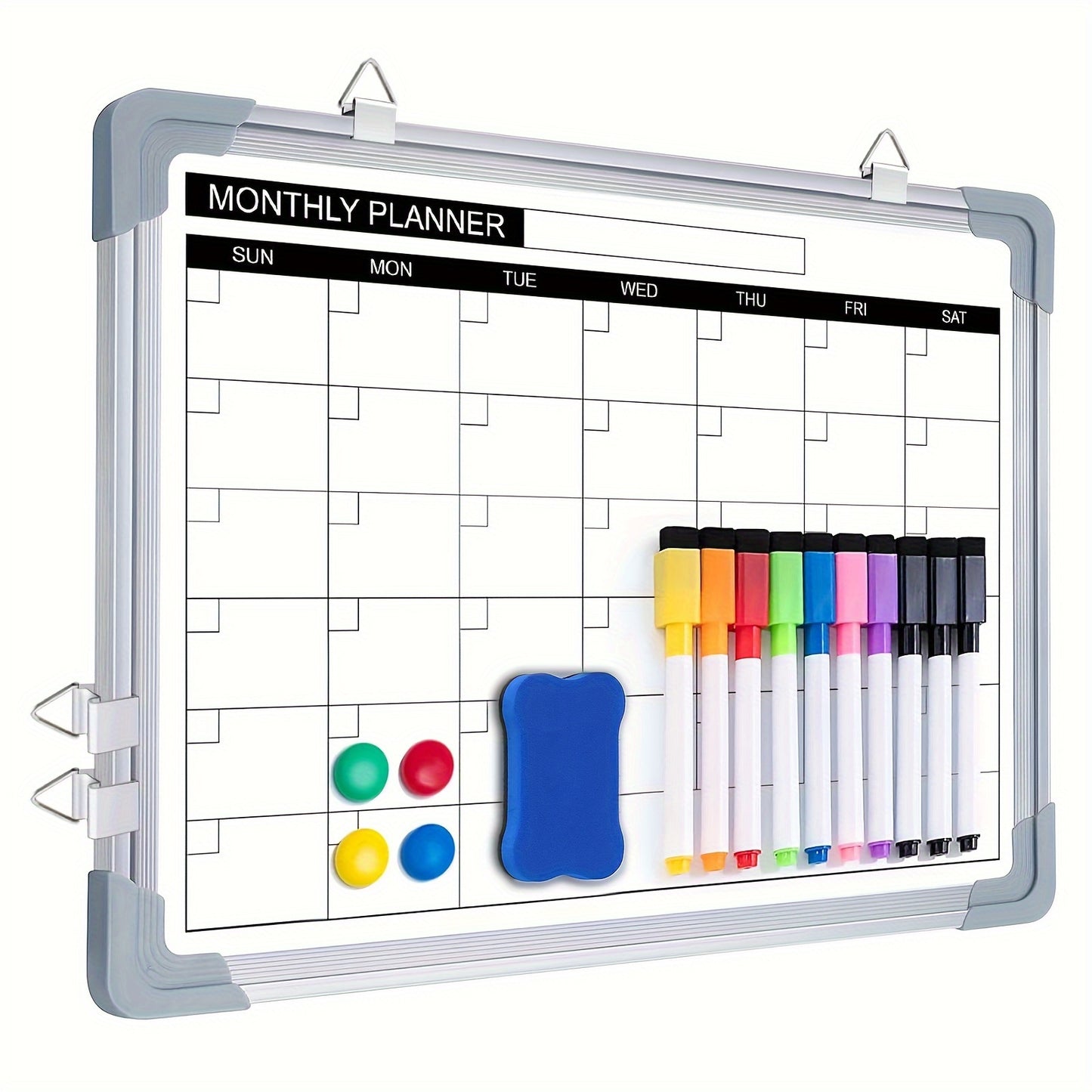 Tableau Calendrier Mensuel Effaçable – Double Face, Portable et Léger 40×30 cm