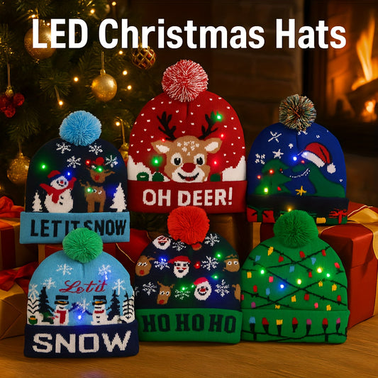 Bonnet De Noël À LED Multicolores Avec Pompon Taille Unique Résistant À L Humidité by LSDLBoutique.ch