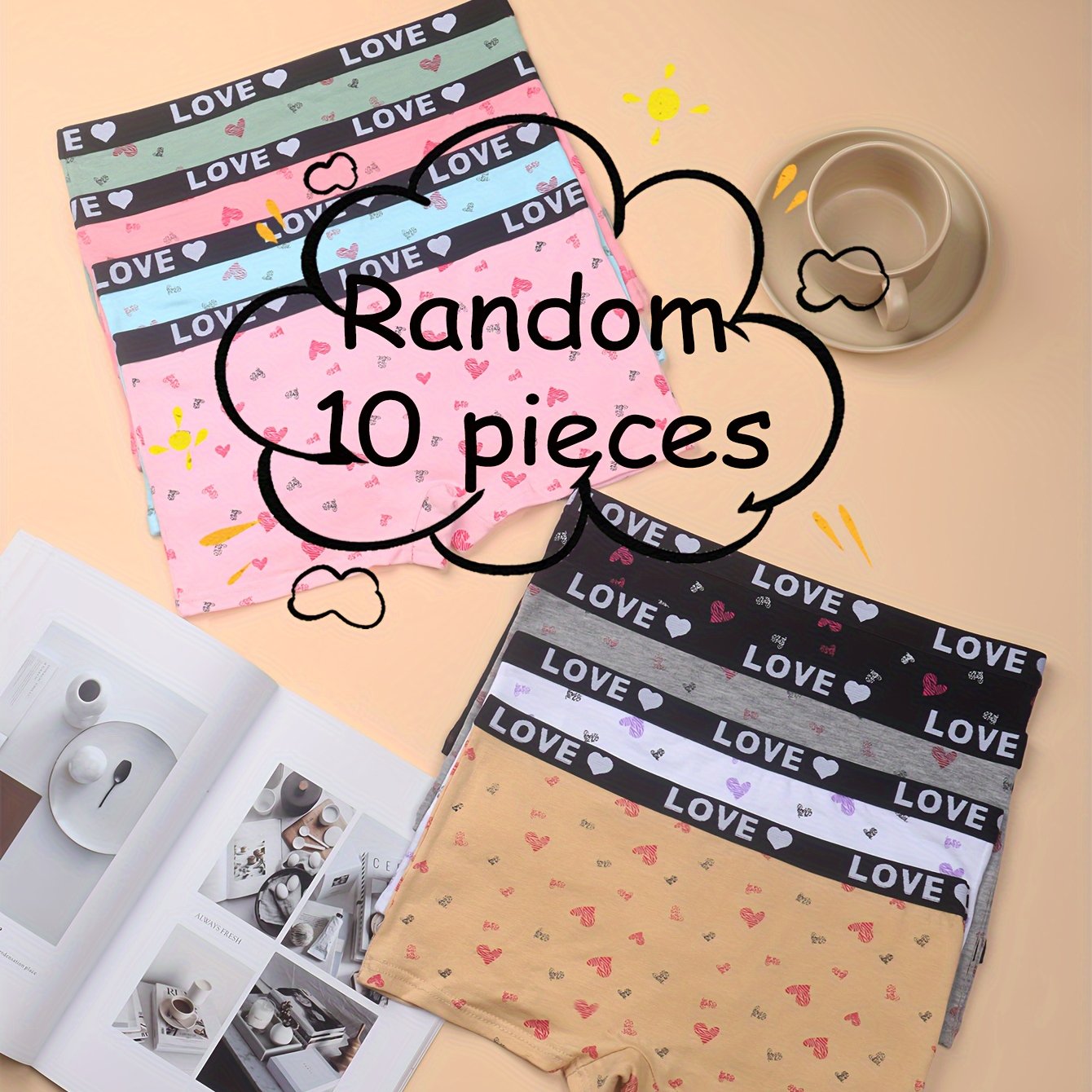 Lot de 10 Boxers pour Fille – Confort et Liberté de Mouvement