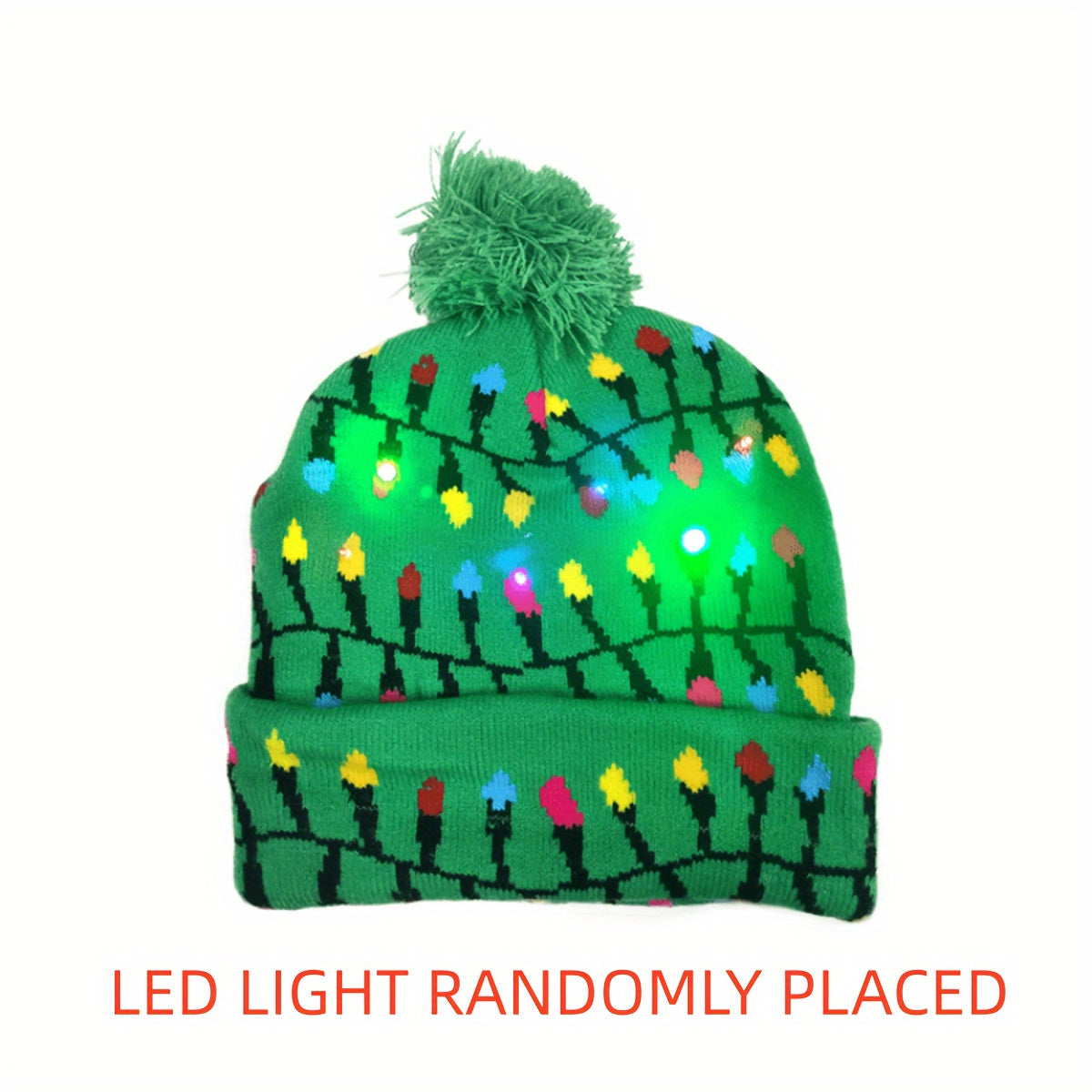 Bonnet De Noël À LED Multicolores Avec Pompon Taille Unique Résistant À L Humidité by LSDLBoutique.ch