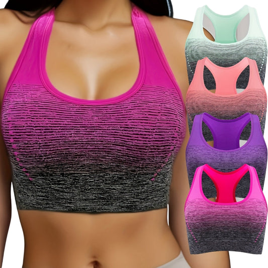 Lot De 4 Brassières De Sport Femme Dos Croisé Contrasté Maintien Léger Confort Sans Couture by LSDLBoutique.ch