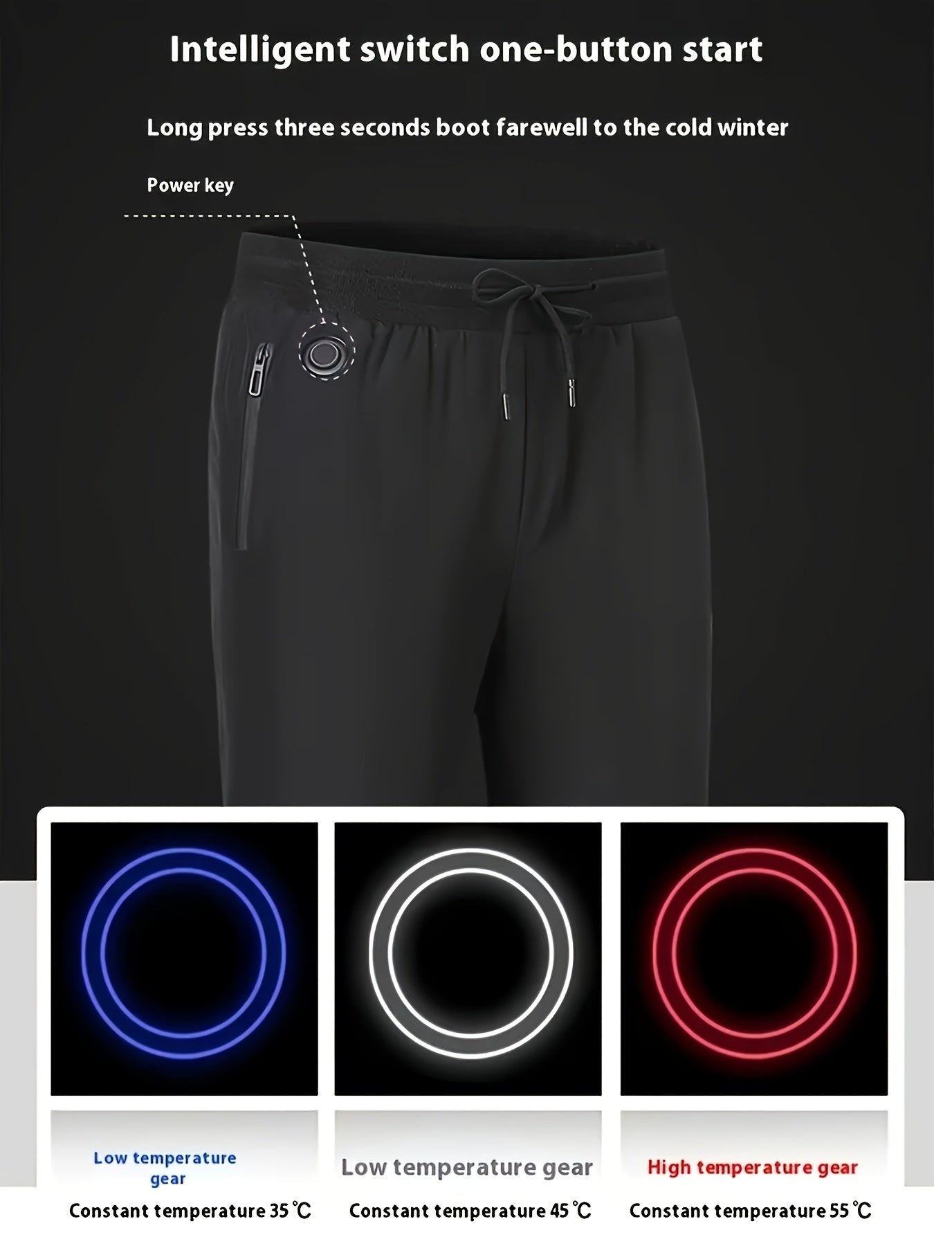 Pantalon de Sport Chauffant – 12 Zones, Cordon et Poches Zippées (Sans Batterie)