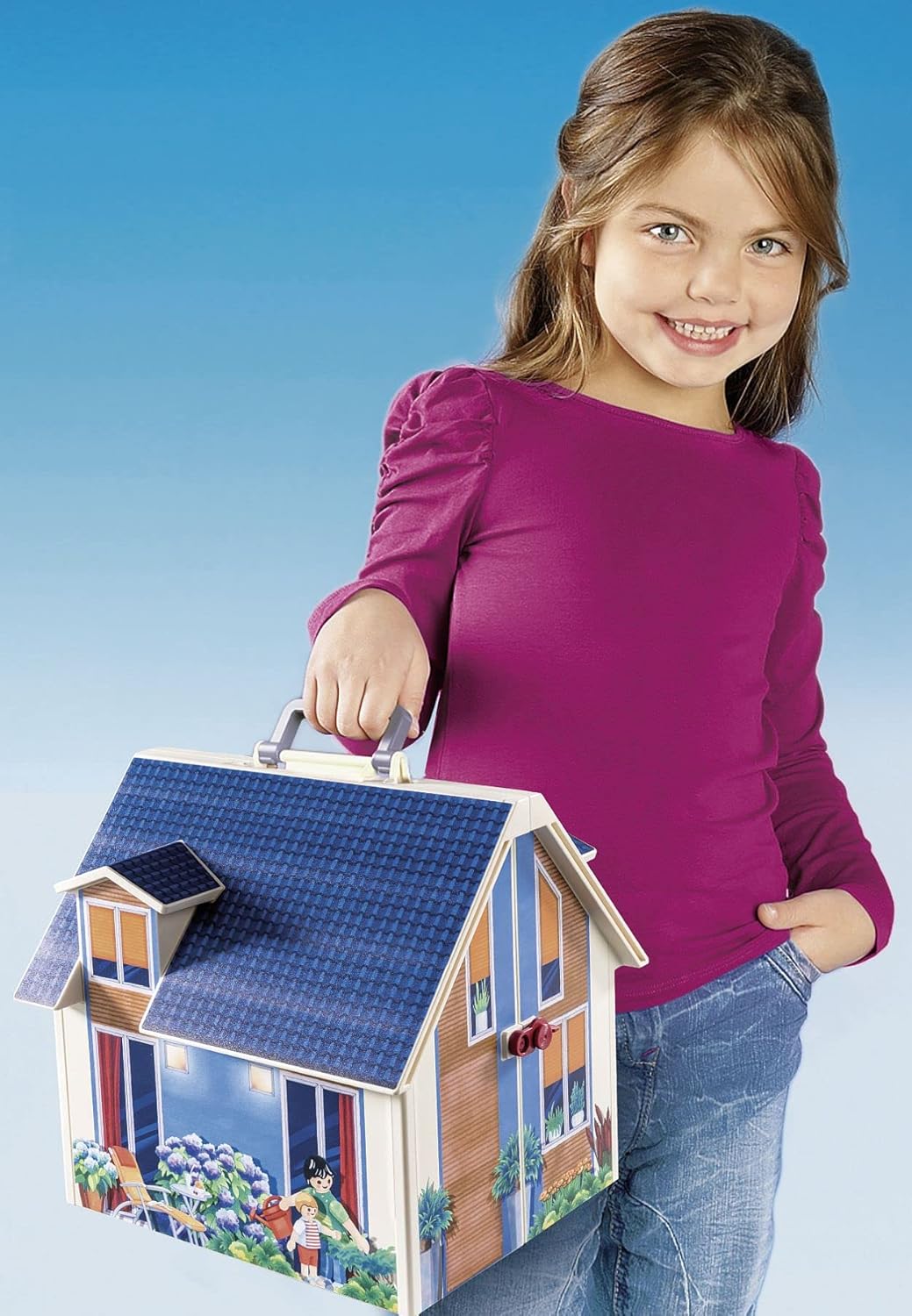 Playmobil 70985 Maison transportable - Dollhouse - avec Trois Personnages, Salle de Bains, Chambre, Salon et Cuisine - Tout équipée - La Maison Traditionnelle - s'ouvre s'emporte Partout - Dès 5 Ans