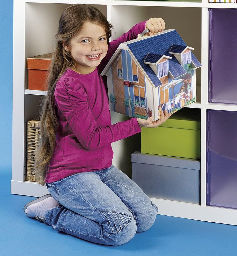 Playmobil 70985 Maison transportable - Dollhouse - avec Trois Personnages, Salle de Bains, Chambre, Salon et Cuisine - Tout équipée - La Maison Traditionnelle - s'ouvre s'emporte Partout - Dès 5 Ans