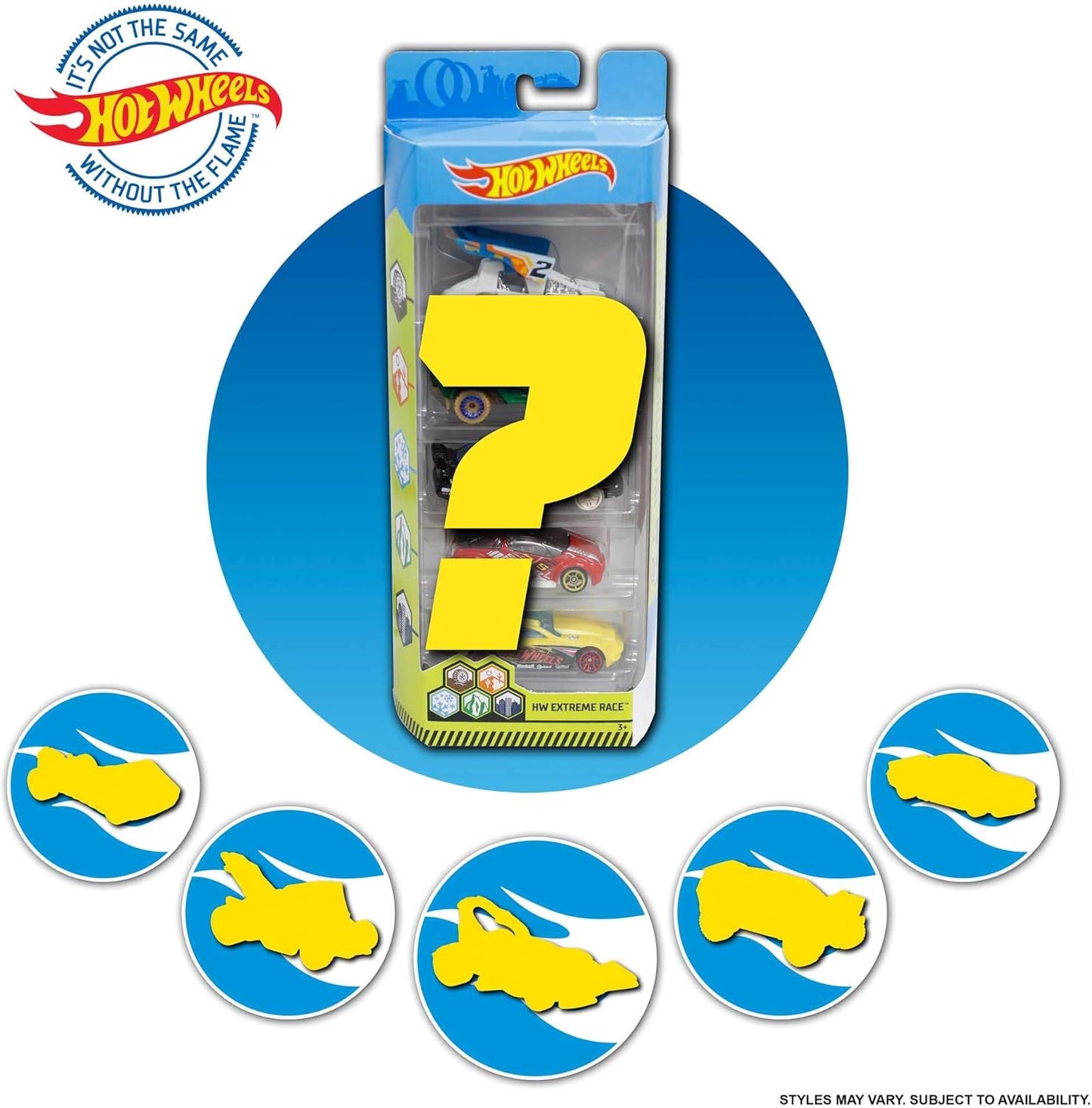 Hot Wheels Lot De 5 Voitures, Courses Extrêmes, Véhicules Jouets À L'Échelle 1:64 avec Détails Et Décors Réalistes, Voitures De Collection, Jouet pour Enfant de 3 Ans et Plus, 1806