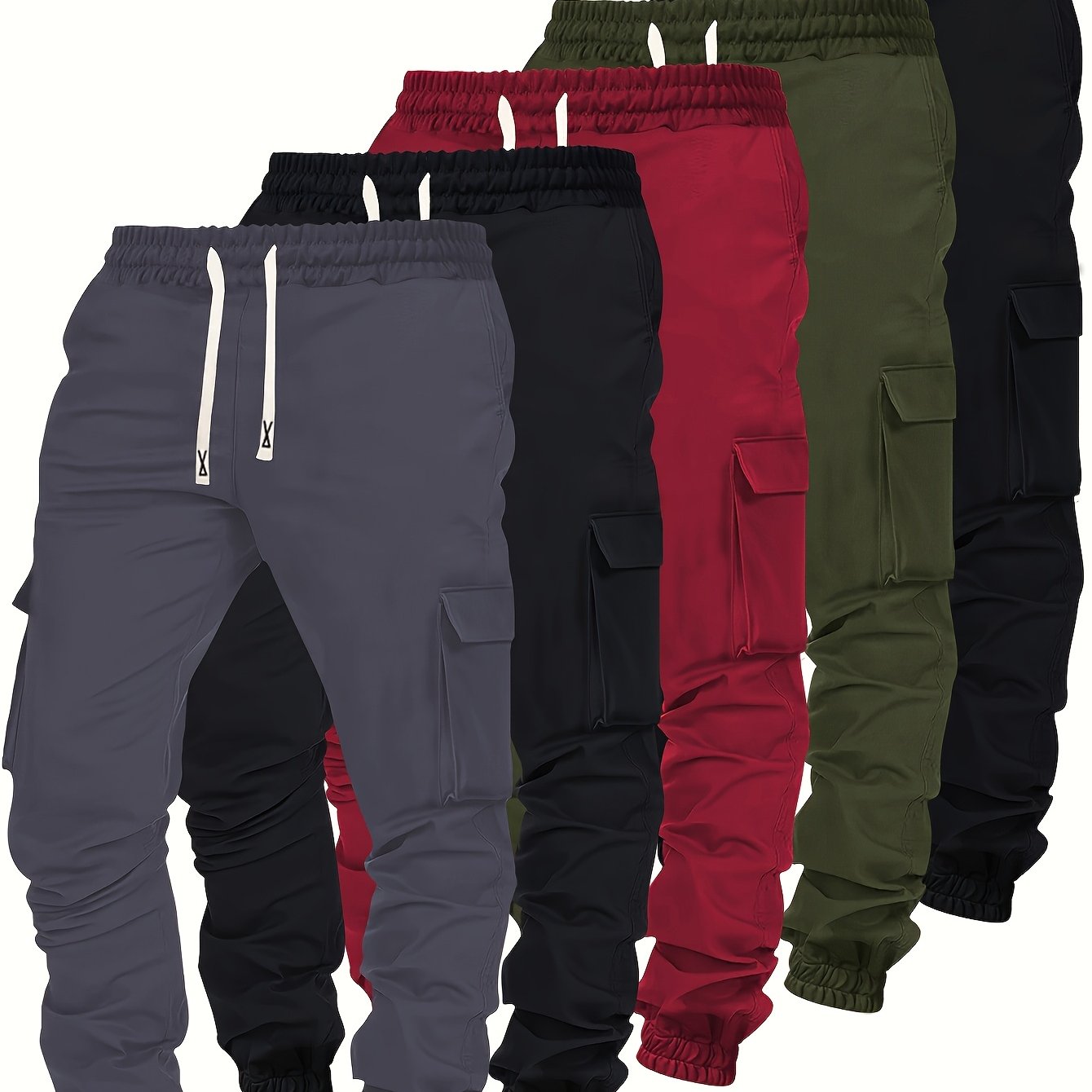 Lot de 5 Pantalons Cargo Homme – Multi-poches, Confort et Style Décontracté