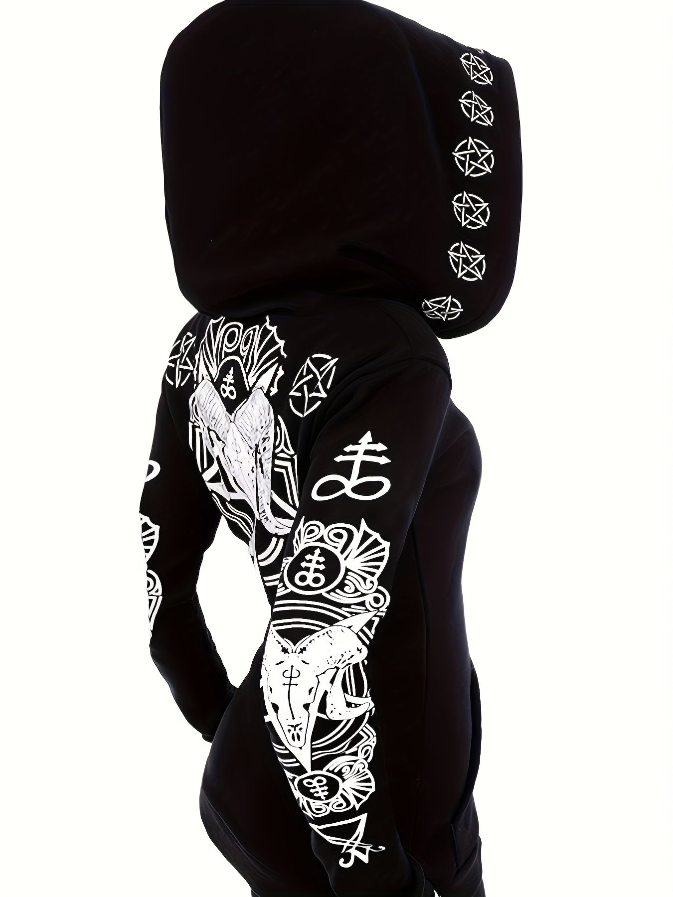 Sweat Zippé à Capuche Femme – Motif Géométrique, Style Casual