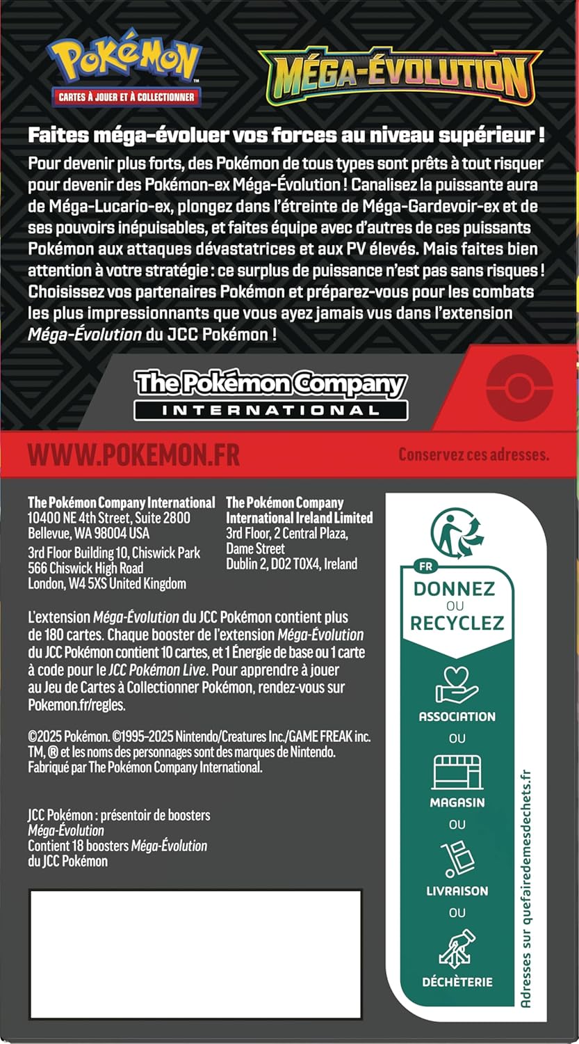 Pokémon : présentoir de boosters Méga-Évolution du JCC Pokémon (18 boosters)