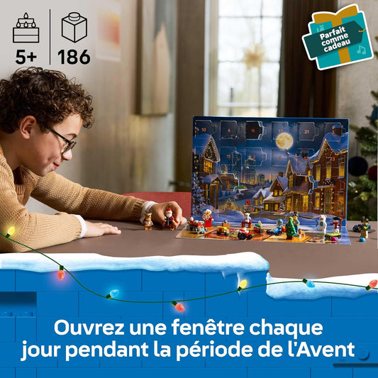 LEGO City Le Calendrier de l'Avent 2025 - Jeu pour Garçon ou Fille dès 5 Ans - Compte à Rebours Avant Noël avec 24 Surprises Dont Un Train, Une Voiture, Un Tracteur & 7 Minifigurines - Cadeau 60475
