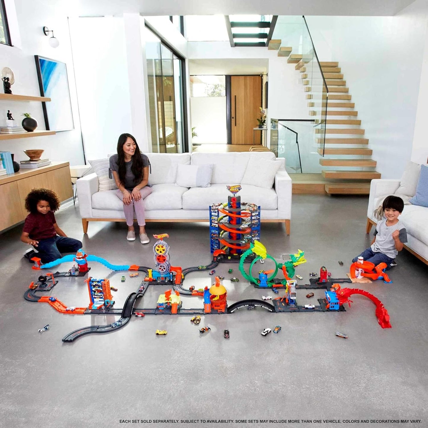 Hot Wheels Coffret Construction Circuit Petite Voiture Cascades Bidon D’Essence Track Builder Unlimited, 1 Véhicule Inclus, Jouet Enfant, A Partir De 6 Ans, HDX78