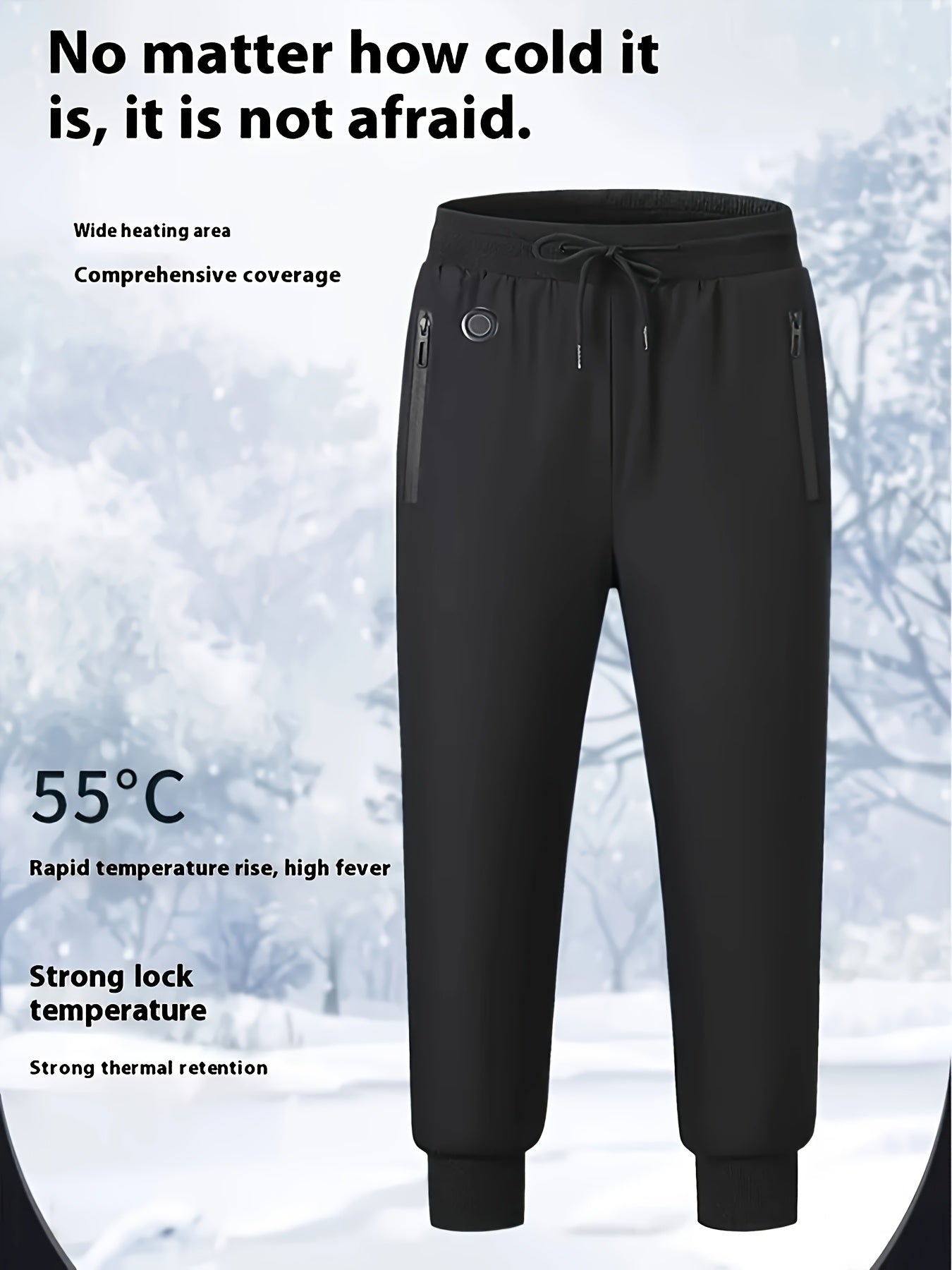 Pantalon de Sport Chauffant – 12 Zones, Cordon et Poches Zippées (Sans Batterie)