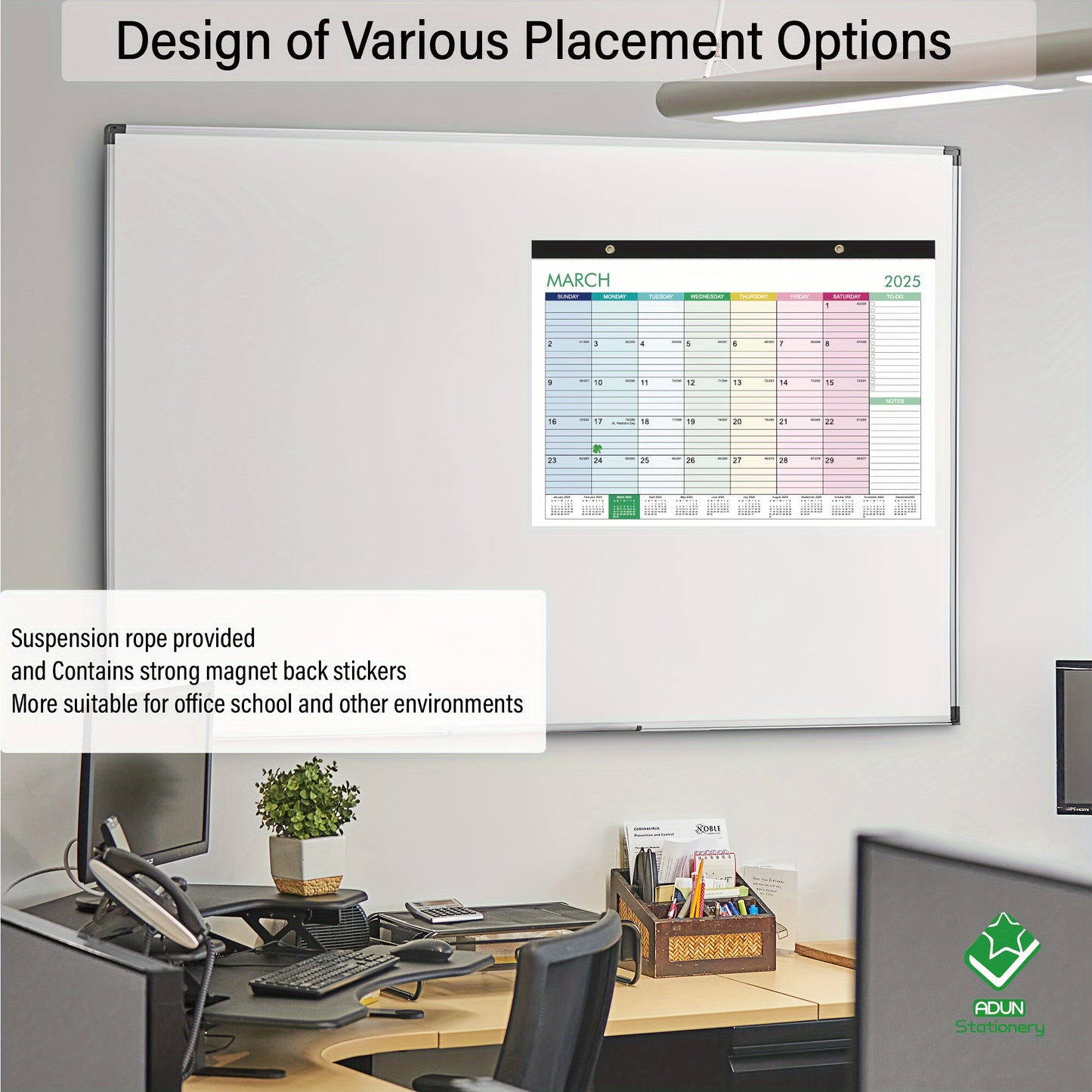 Calendrier Mural Mensuel 2025–2027 Magnétique – Grand Format 43x30 cm