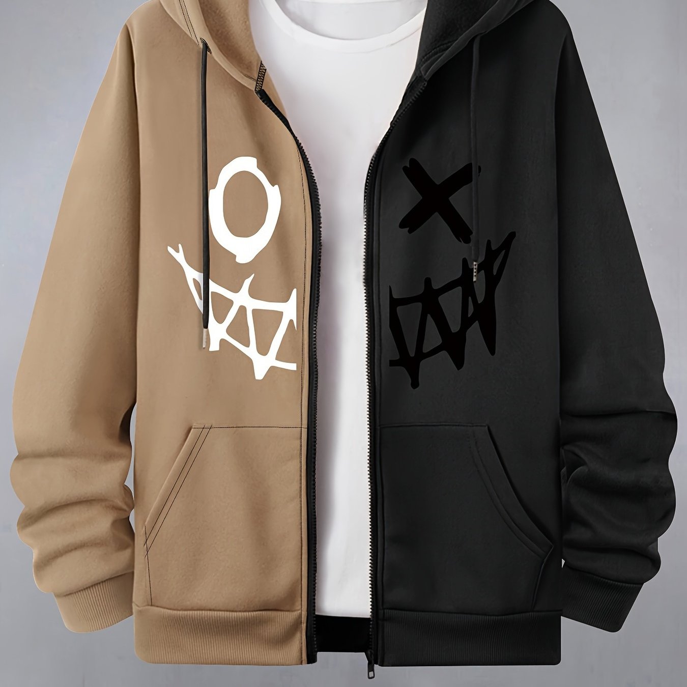 Sweat à Capuche Bicolore pour Homme – Style Sportswear Décontracté