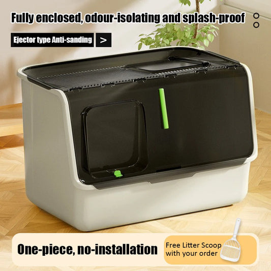 Bac À Litière Top Entry Pour Chats XXL Ferme Anti Éclaboussures Hygiène Confort Idéal by LSDLBoutique