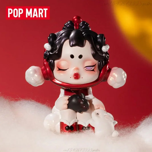 Pop Mart Figurine Kawaii PVC Marron Noeud Chinois Rouge