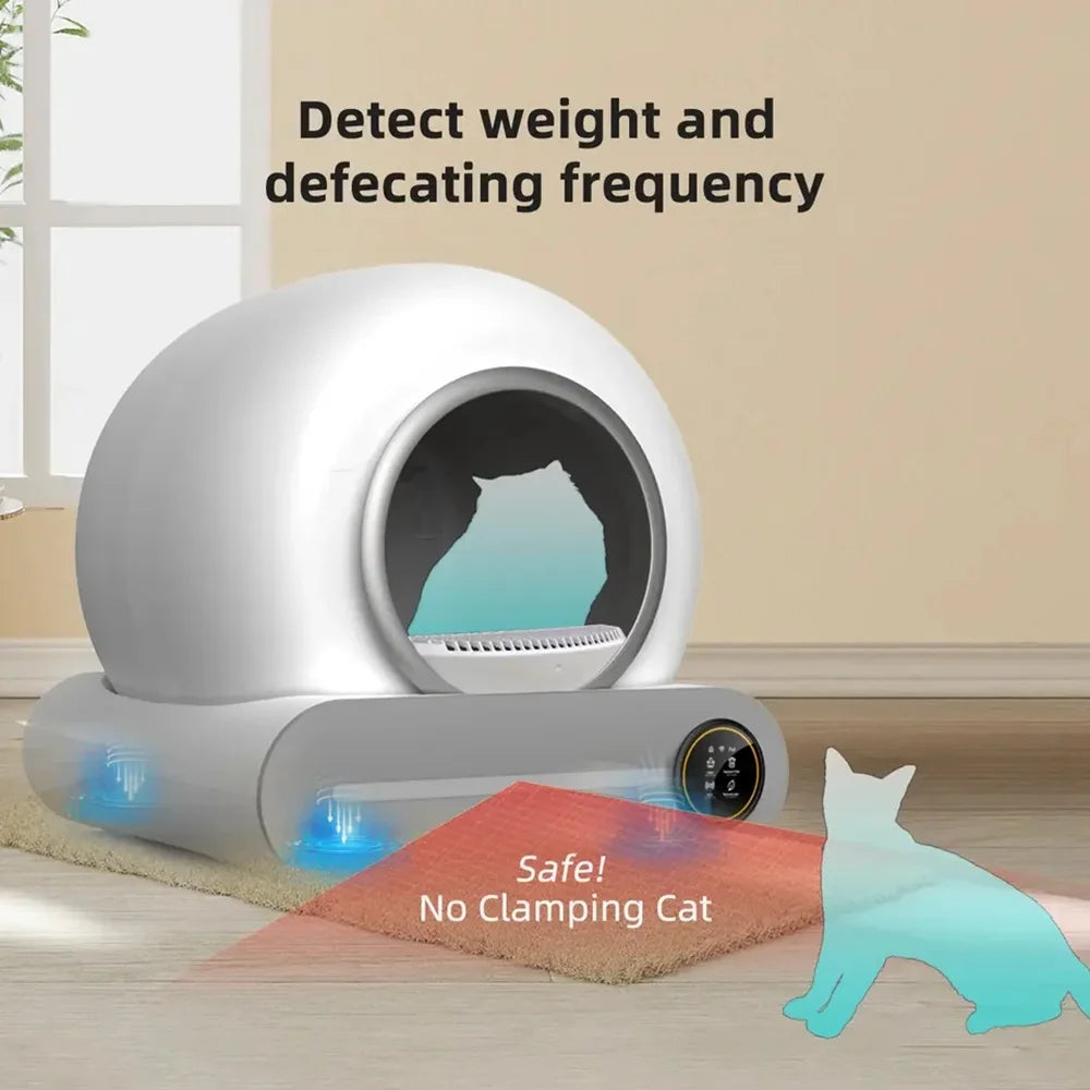 Maison de toilette autonettoyante pour chat – 65L, connectée et fermée