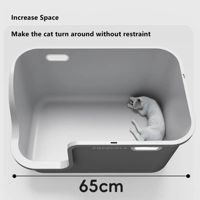 Maison de toilette XL pour chat avec couloir – bac à litière fermé anti-éclaboussures et anti-odeurs avec ouverture supérieure