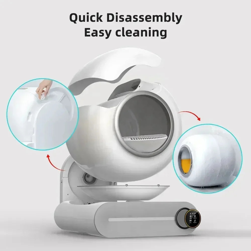 Maison de toilette autonettoyante pour chat – 65L, connectée et fermée