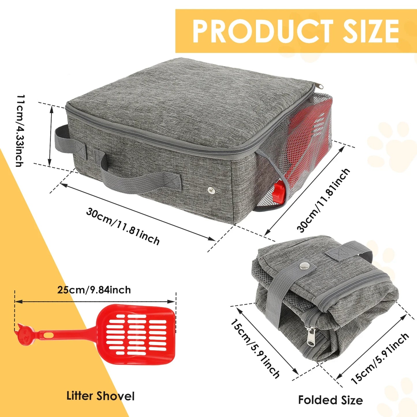 Bac à litière pliable pour chat – Transport facile, étanche, avec pelle incluse