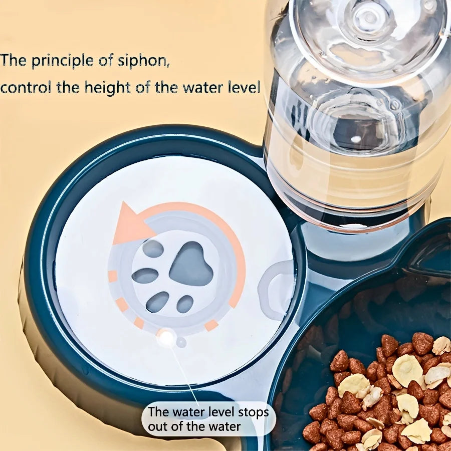 Gamelle 3-en-1 pour chat avec distributeur d’eau – Bols inclinés antidérapants