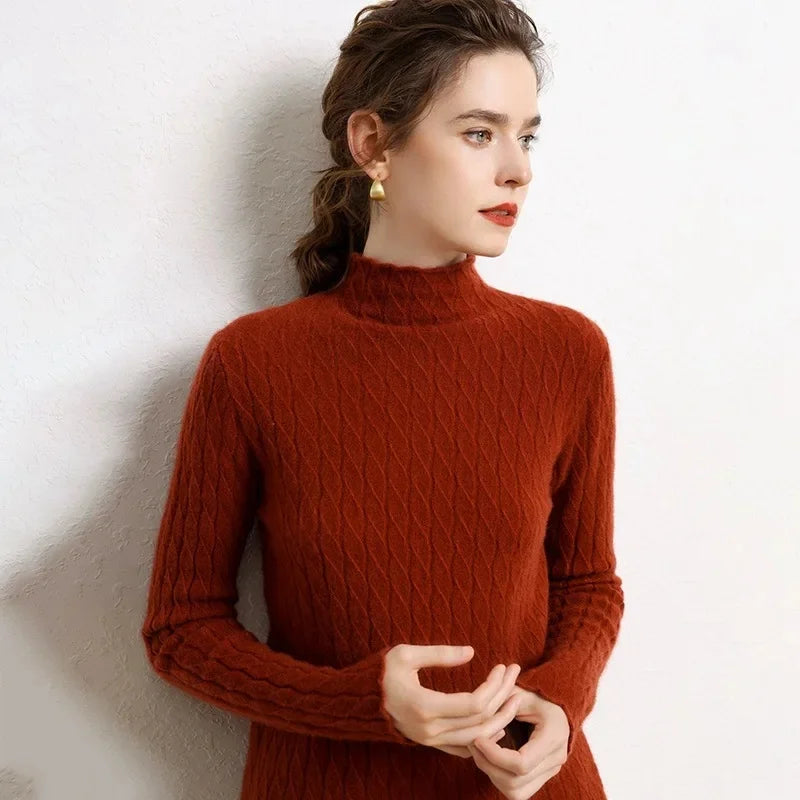 Pull Chaud Femme Cachemire Torsadé Manches Longues by LSDLBoutique.ch