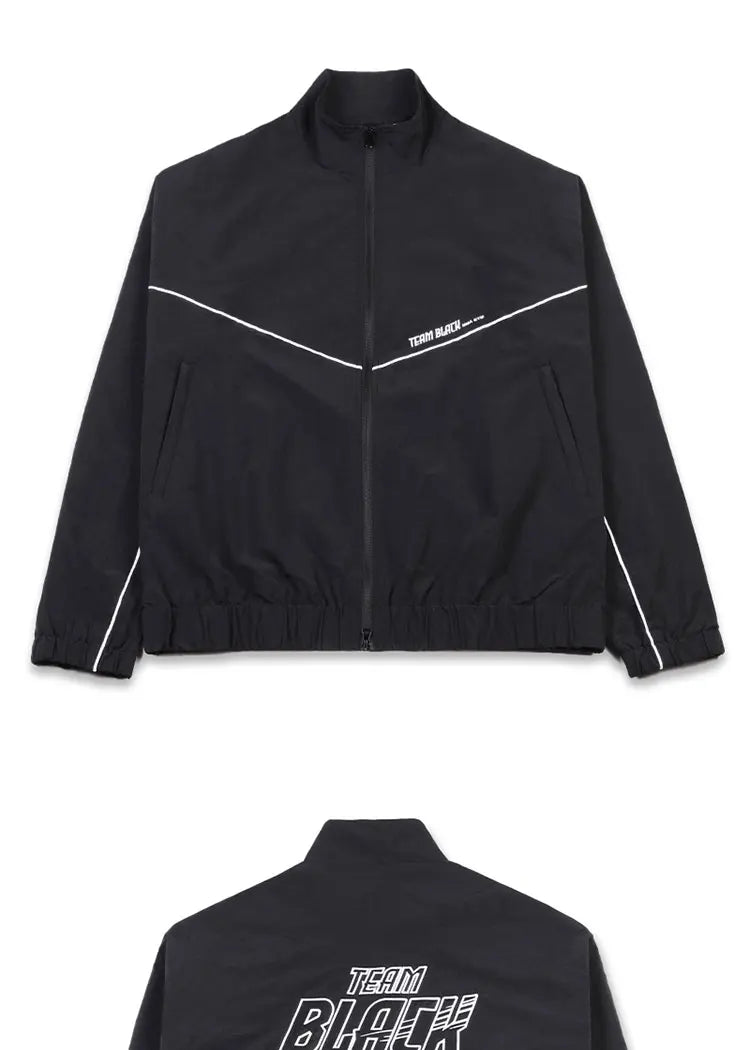 Veste Team Black Unisexe – Coupe-Vent Zippé Sport Style Loose
