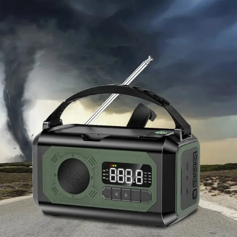 Radio de Secours Solaire 12000mAh – AM/FM/NOAA avec Lampe & Recharge USB