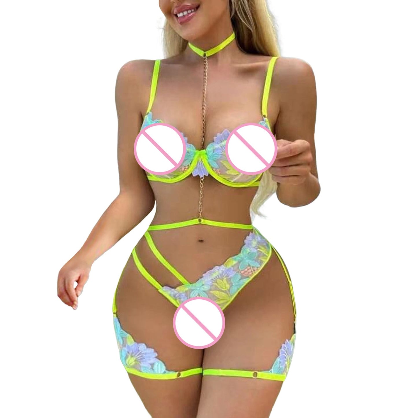 Les Secrets de Léa Ensemble Lingerie Demi-Tasse Broderie Florale