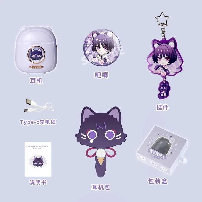 Venti Genshin Impact casque Anime cadeau mignon personnalisé HIFI Bluetooth 5.4 casque Cosplay actif suppression du bruit écouteurs