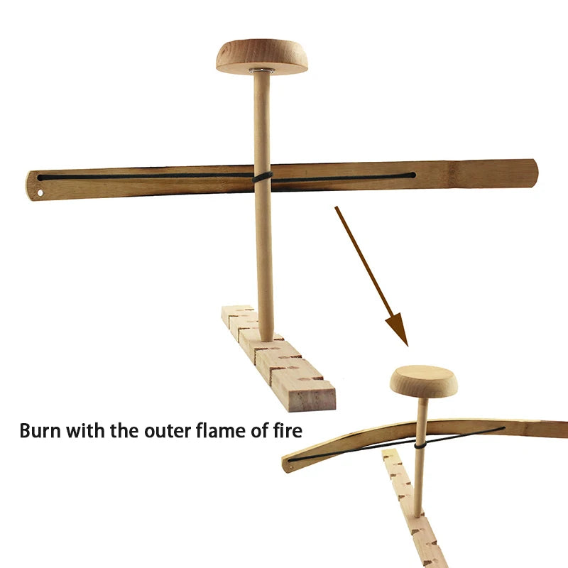Kit Démarreur de Feu à Archet – Bois Naturel, Friction Manuelle pour Bushcraft et Survie