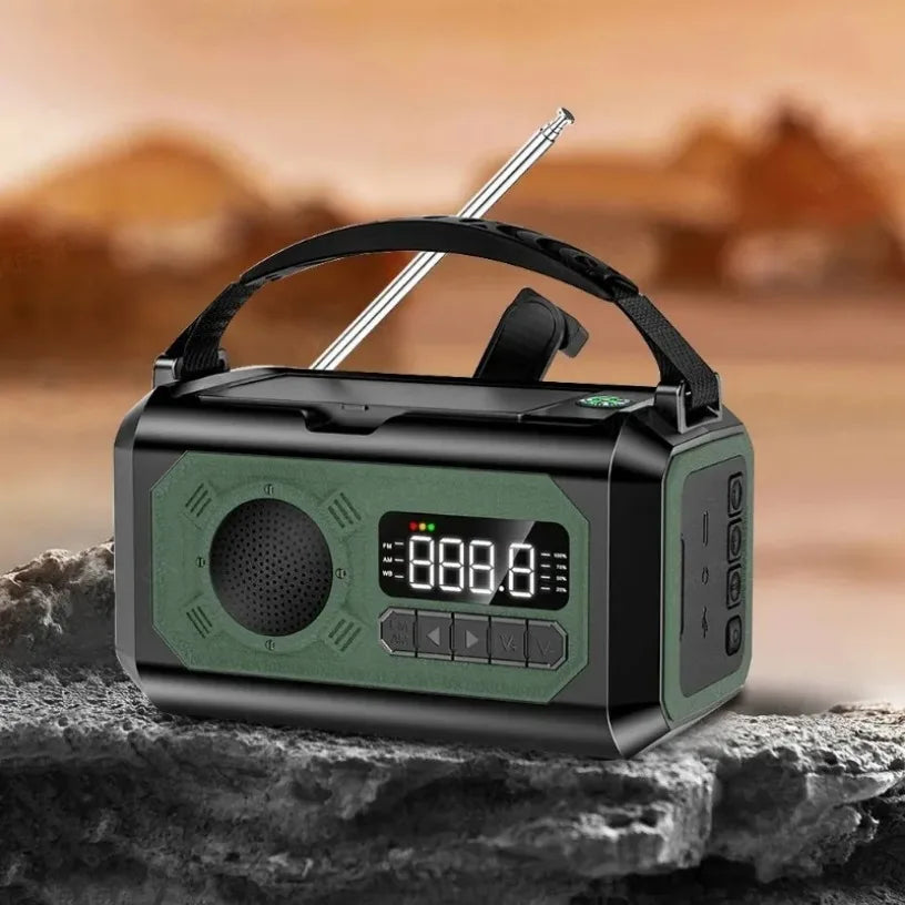Radio de Secours Solaire 12000mAh – AM/FM/NOAA avec Lampe & Recharge USB