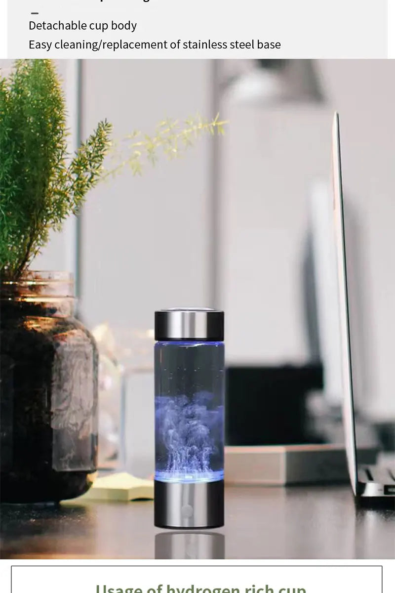 Gourde Hydrogénée 420 ml – Eau Riche en Hydrogène Actif, Verre Borosilicate