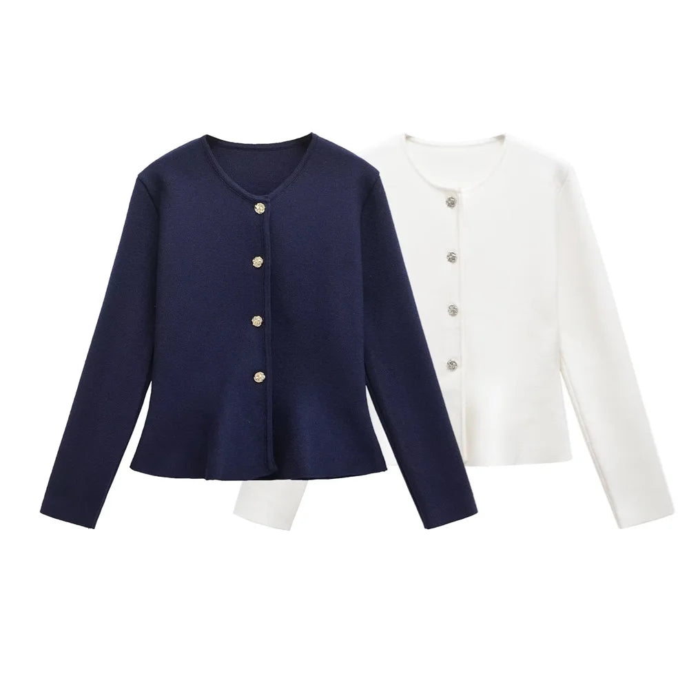 Veste Courte à Boutons Style Épuré – Printemps/Été Femme