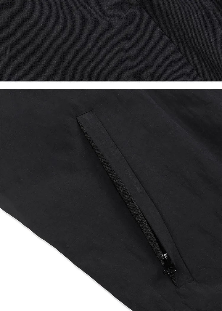 Veste Team Black Unisexe – Coupe-Vent Zippé Sport Style Loose