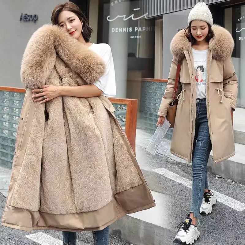 Manteau Hiver Femme Doublé Polaire – Parka Longue Oversize Style Coréen