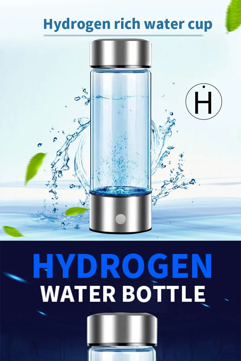 Gourde Hydrogénée 420 ml – Eau Riche en Hydrogène Actif, Verre Borosilicate