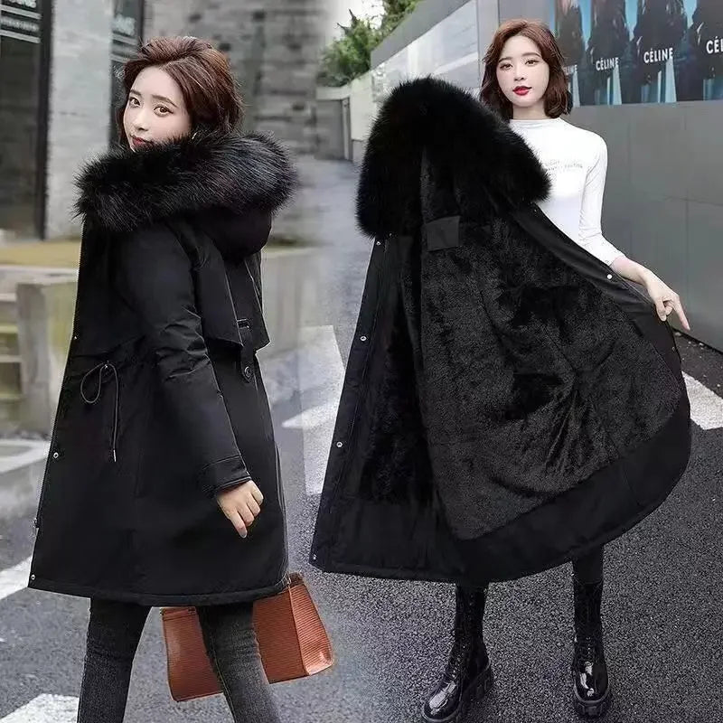 Manteau Hiver Femme Doublé Polaire – Parka Longue Oversize Style Coréen