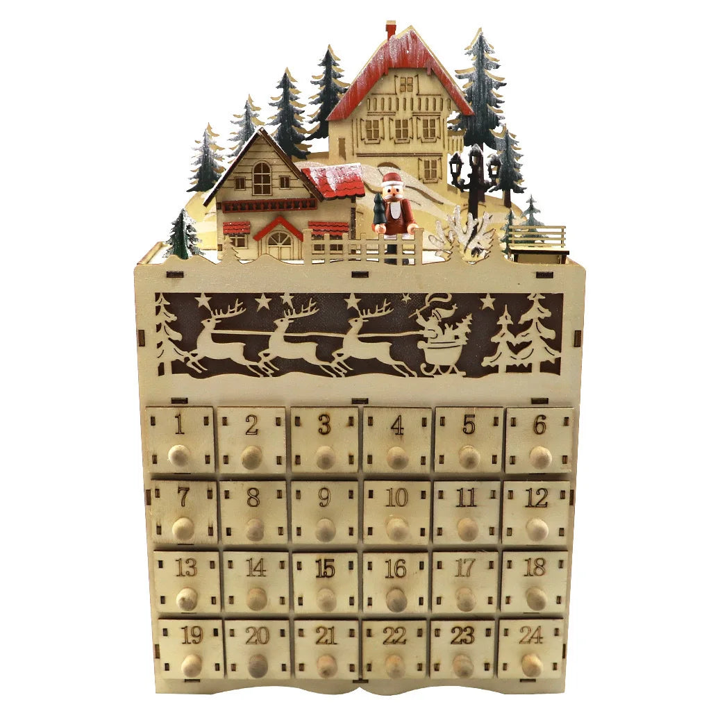 Calendrier de l’Avent en bois LED Maison de Noël – Décoration lumineuse & cadeau original | LSDLBoutique