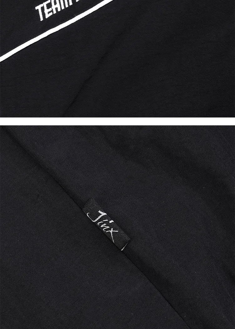 Veste Team Black Unisexe – Coupe-Vent Zippé Sport Style Loose