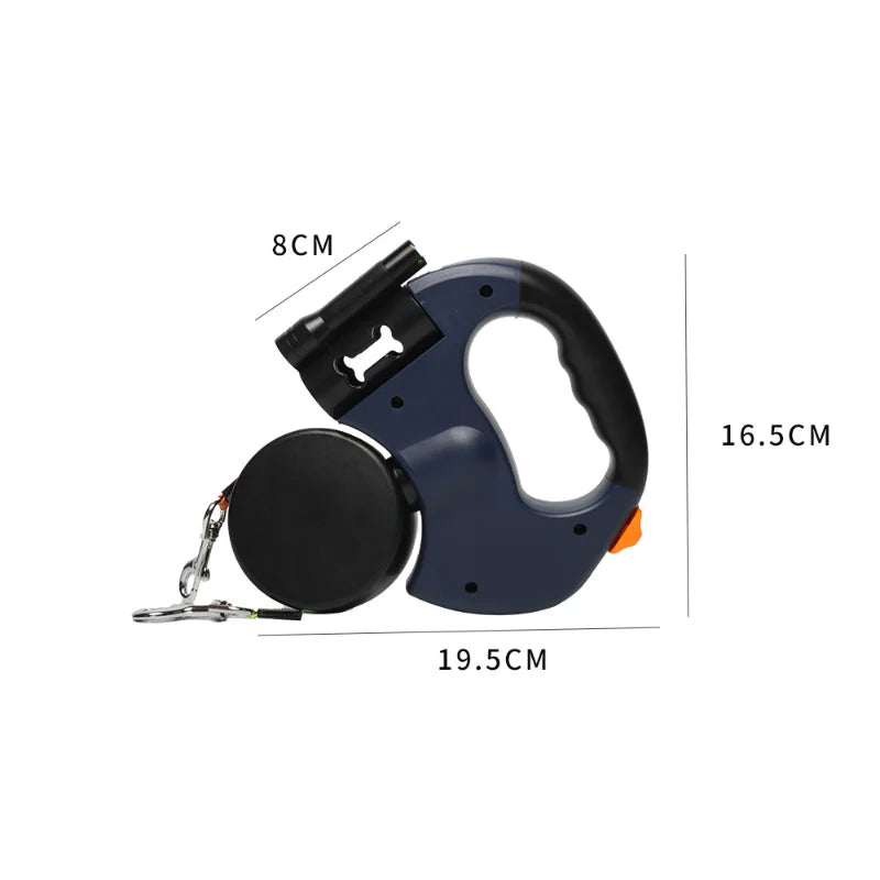 Laisse Double Rétractable pour Chiens 3m – Avec Lampe LED et Distributeur de Sacs
