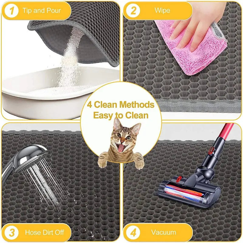 Tapis de litière pour chat imperméable – Double couche anti-éparpillement, différentes tailles