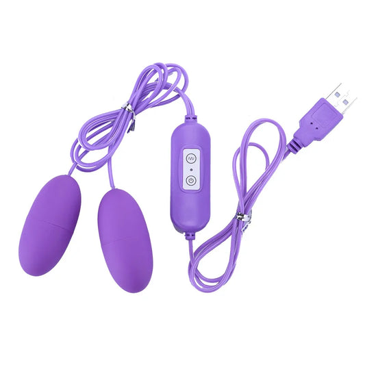 Mini Vibromasseur Double USB 12 Vitesses Bullet Et Œuf Vibrant Télécommande Filaire Portable by LSDLBoutique