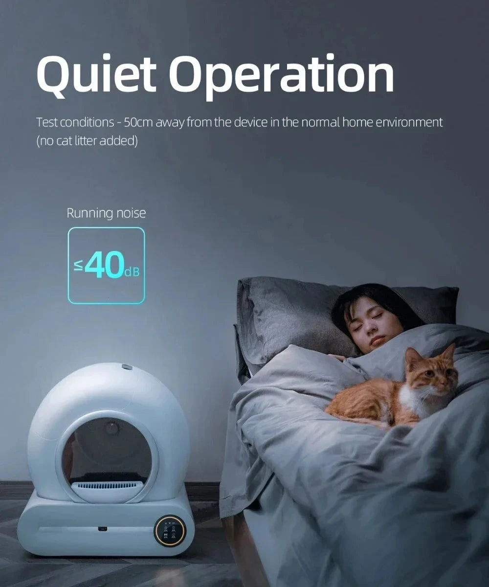Maison de toilette autonettoyante pour chat – 65L, connectée et fermée