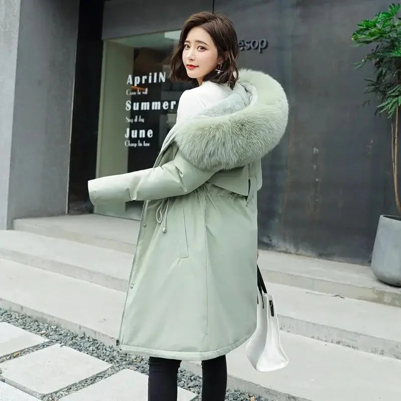 Manteau Hiver Femme Doublé Polaire – Parka Longue Oversize Style Coréen
