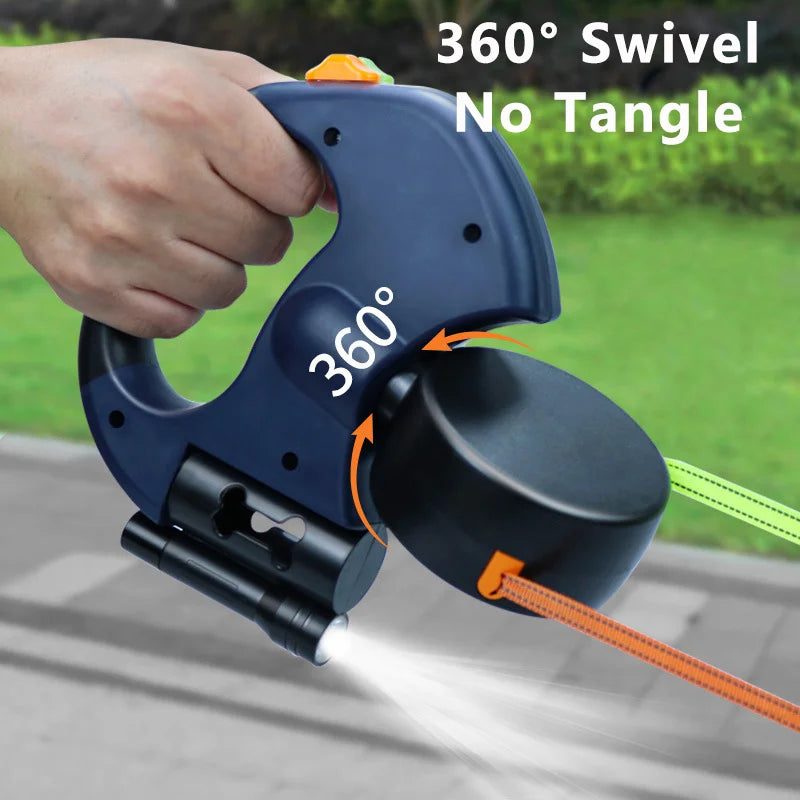 Laisse Double Rétractable pour Chiens 3m – Avec Lampe LED et Distributeur de Sacs