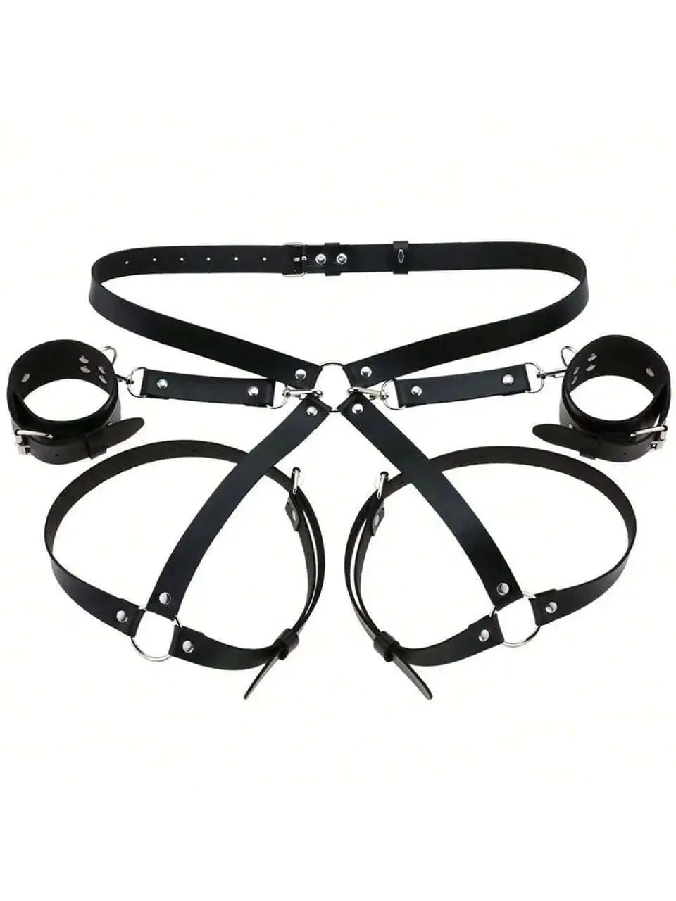 Kit BDSM Cuir – Harnais et Menottes pour Jeux de Couple