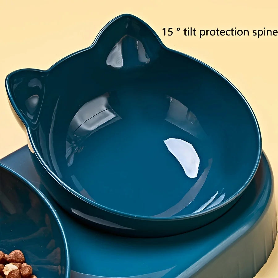 Gamelle 3-en-1 pour chat avec distributeur d’eau – Bols inclinés antidérapants