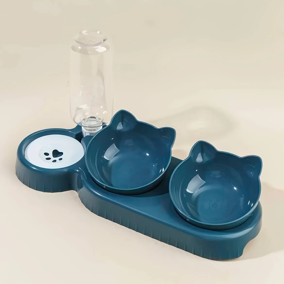 Gamelle 3-en-1 pour chat avec distributeur d’eau – Bols inclinés antidérapants