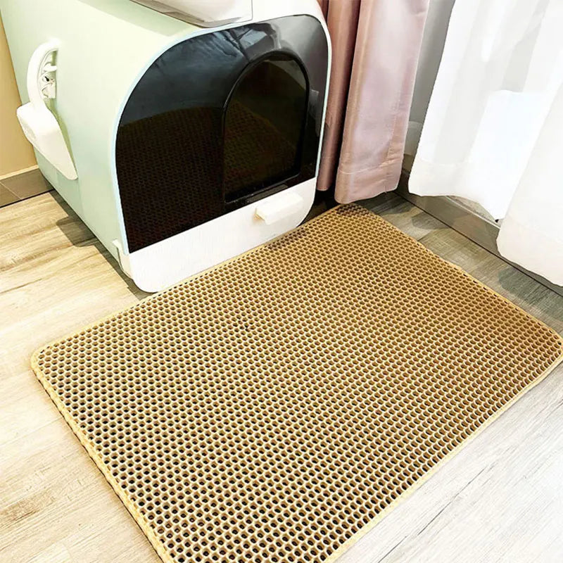 Tapis de litière pour chat imperméable – Double couche anti-éparpillement, différentes tailles